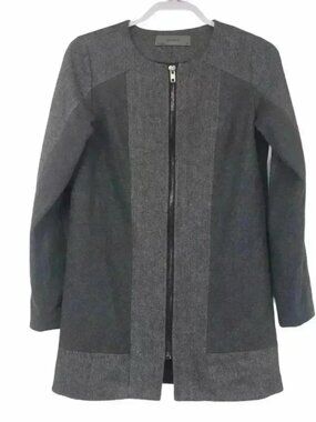 Wells Grace Wool Blend Herringbone Zip Coat XS Gray